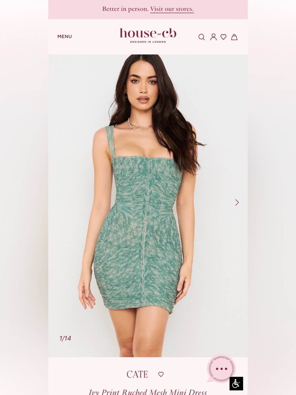 House of CB Cate Ruched Mini Dress